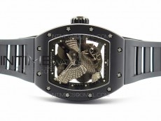 RM023 Real Ceramic Case KVF Best Edition Eagle Skeleton Dial SS Crown on Black Rubber Strap MIYOTA8215