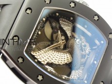 RM023 Real Ceramic Case KVF Best Edition Eagle Skeleton Dial SS Crown on Black Rubber Strap MIYOTA8215