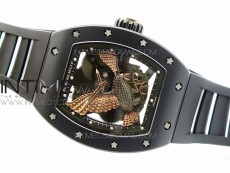 RM023 Real Ceramic Case KVF Best Edition Eagle Skeleton Dial RG Crown on Black Rubber Strap MIYOTA8215