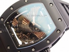 RM023 Real Ceramic Case KVF Best Edition Eagle Skeleton Dial RG Crown on Black Rubber Strap MIYOTA8215