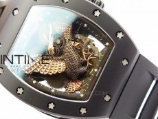 RM023 Real Ceramic Case KVF Best Edition Eagle Skeleton Dial RG Crown on Black Rubber Strap MIYOTA8215