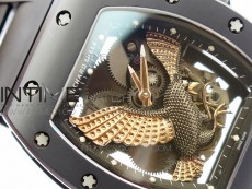 RM023 Real Ceramic Case KVF Best Edition Eagle Skeleton Dial RG Crown on Black Rubber Strap MIYOTA8215