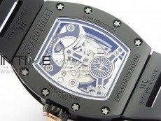 RM023 Real Ceramic Case KVF Best Edition Eagle Skeleton Dial RG Crown on Black Rubber Strap MIYOTA8215