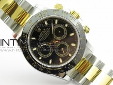 Daytona SS/YG Ceramic Bezel JH Best Edition Black Dial on SS/YG Bracelet A7750