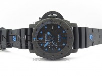 PAM1616 Carbotech 47mm VSF Best Edition Black Dial Blue Markers on Rubber Strap P.9010 Clone