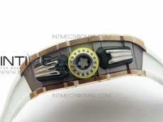 RM011 RG Chronograph SS Case KVF 1:1 Best Edition Crystal Skeleton Dial on White Rubber Strap A7750