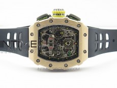 RM011 RG Chronograph SS Case KVF 1:1 Best Edition Crystal Skeleton Dial on Black Rubber Strap A7750