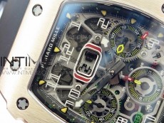 RM011 RG Chronograph SS Case KVF 1:1 Best Edition Crystal Skeleton Dial on Black Rubber Strap A7750