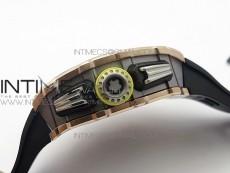RM011 RG Chronograph SS Case KVF 1:1 Best Edition Crystal Skeleton Dial on Black Rubber Strap A7750