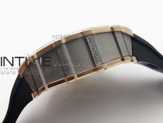 RM011 RG Chronograph SS Case KVF 1:1 Best Edition Crystal Skeleton Dial on Black Rubber Strap A7750