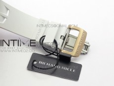RM011 RG Chronograph RG Case KVF 1:1 Best Edition Crystal Skeleton Dial on White Rubber Strap A7750