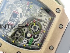 RM011 RG Chronograph SS Case KVF 1:1 Best Edition Crystal Skeleton Dial on Gray Rubber Strap A7750
