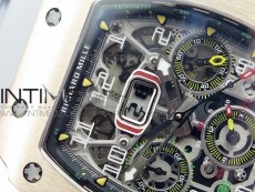 RM011 RG Chronograph SS Case KVF 1:1 Best Edition Crystal Skeleton Dial on Gray Rubber Strap A7750