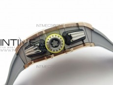 RM011 RG Chronograph SS Case KVF 1:1 Best Edition Crystal Skeleton Dial on Gray Rubber Strap A7750