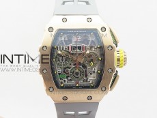 RM011 RG Chronograph RG Case KVF 1:1 Best Edition Crystal Skeleton Dial on Gray Rubber Strap A7750
