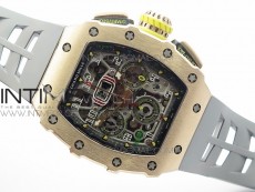 RM011 RG Chronograph RG Case KVF 1:1 Best Edition Crystal Skeleton Dial on Gray Rubber Strap A7750