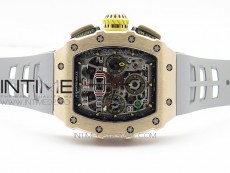 RM011 RG Chronograph RG Case KVF 1:1 Best Edition Crystal Skeleton Dial on Gray Rubber Strap A7750