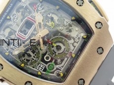 RM011 RG Chronograph RG Case KVF 1:1 Best Edition Crystal Skeleton Dial on Gray Rubber Strap A7750