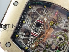 RM011 RG Chronograph RG Case KVF 1:1 Best Edition Crystal Skeleton Dial on Gray Rubber Strap A7750