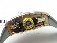 RM011 RG Chronograph RG Case KVF 1:1 Best Edition Crystal Skeleton Dial on Gray Rubber Strap A7750