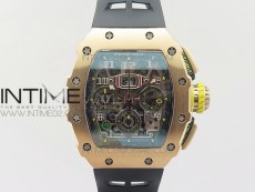 RM011 RG Chronograph RG Case KVF 1:1 Best Edition Crystal Skeleton Dial on Black Rubber Strap A7750