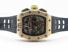 RM011 RG Chronograph RG Case KVF 1:1 Best Edition Crystal Skeleton Dial on Black Rubber Strap A7750