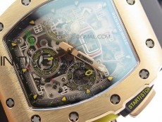 RM011 RG Chronograph RG Case KVF 1:1 Best Edition Crystal Skeleton Dial on Black Rubber Strap A7750