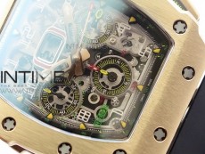 RM011 RG Chronograph RG Case KVF 1:1 Best Edition Crystal Skeleton Dial on Black Rubber Strap A7750