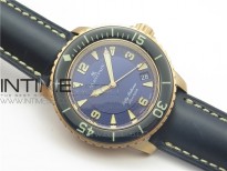 Fifty Fathoms RG Bright Blue ZF 1:1 Best Edition on Blue Leather Strap A1315