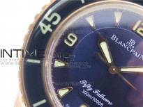 Fifty Fathoms RG Bright Blue ZF 1:1 Best Edition on Blue Leather Strap A1315