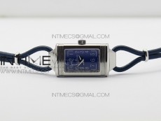 Reverso Ultra Thin Duoface SS SWF Blue Dial on Line Blue Leather Strap Ronda Quartz