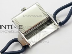 Reverso Ultra Thin Duoface SS SWF Blue Dial on Line Blue Leather Strap Ronda Quartz