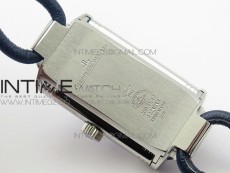 Reverso Ultra Thin Duoface SS SWF Blue Dial on Line Blue Leather Strap Ronda Quartz