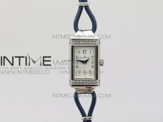 Reverso Ultra Thin Duoface SS SWF White Dial on Line Blue Leather Strap Ronda Quartz