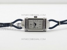 Reverso Ultra Thin Duoface SS SWF White Dial on Line Blue Leather Strap Ronda Quartz