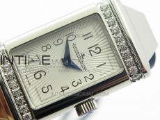 Reverso Ultra Thin Duoface SS SWF White Dial on Line Blue Leather Strap Ronda Quartz