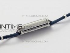 Reverso Ultra Thin Duoface SS SWF White Dial on Line Blue Leather Strap Ronda Quartz
