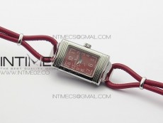 Reverso Ultra Thin Duoface SS SWF Red Dial on Line Red Leather Strap Ronda Quartz
