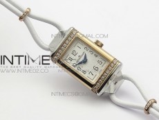 Reverso Ultra Thin Duoface RG SWF White Dial on Line White Leather Strap Ronda Quartz