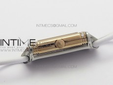 Reverso Ultra Thin Duoface RG SWF White Dial on Line White Leather Strap Ronda Quartz