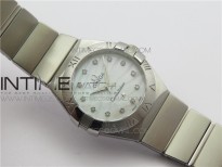 Constellation Ladies 27mm K11F 1:1 Best Edition SS White MOP Textured Dial Diamonds Markers on SS Bracelet ETA Quartz