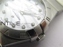 Constellation Ladies 27mm K11F 1:1 Best Edition SS White MOP Textured Dial Diamonds Markers on SS Bracelet ETA Quartz