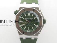 Royal Oak Offshore Diver Green 15710 JF 1:1 Best Edition on Green Rubber Strap A3120