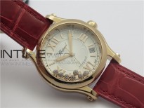 HAPPY SPORT AUTOMATIC RG 36MM ZF 1:1 BEST EDITION WHITE DIAL ON RED LEATHER STRAP A2892