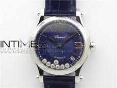 HAPPY SPORT AUTOMATIC SS 36MM ZF 1:1 BEST EDITION BLUE DIAL ON BLUE LEATHER STRAP A2892