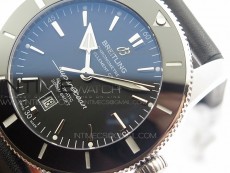 Super Ocean Heritage Black Ceramic Bezel SS Black Dial on Black Gummy Strap A2824