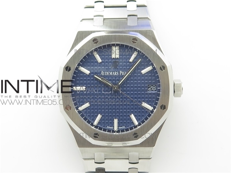 Royal Oak 41mm 15500 SS ZF 1:1 Best Edition Blue Textured Dial on SS Bracelet A4302 (Free Box)