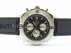 Challenger Chronograph SS Black Dial on Rubber Strap A7750 (Free a rubber strap)