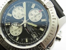 Challenger Chronograph SS Black Dial on Rubber Strap A7750 (Free a rubber strap)