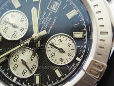 Challenger Chronograph SS Black Dial on Rubber Strap A7750 (Free a rubber strap)